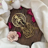 Vriksham Half Moon Design With Cluster Bead Layer Jada Billai-Red Green-G19262